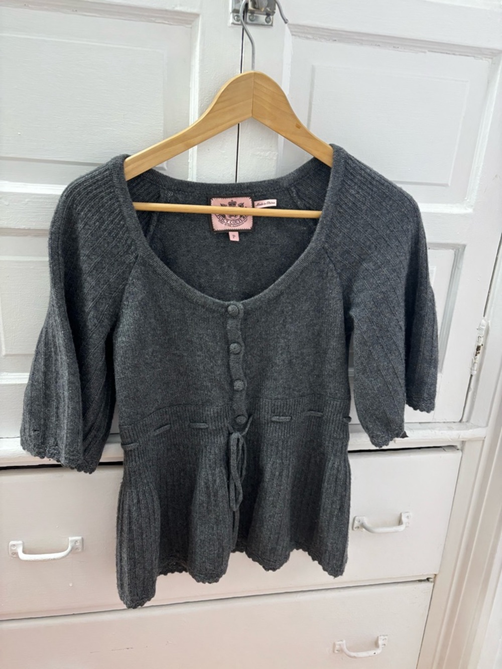 Women’s Gray Knit Button-Front Sweater Cardigan